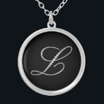 White Diamonds Monogram Letter L Silver Plated Necklace<br><div class="desc">Elegant white diamonds print monogram letter L. More letters are available but any letters can be requested by email.</div>