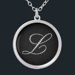 White Diamonds Monogram Letter L Silver Plated Necklace<br><div class="desc">Elegant white diamonds print monogram letter L. More letters are available but any letters can be requested by email.</div>