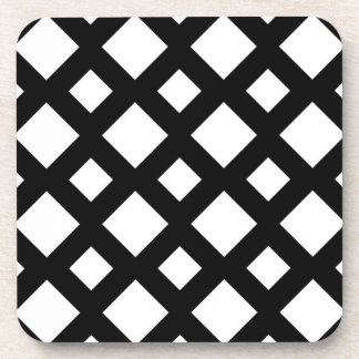 White Diamonds on Black Beverage Coaster
