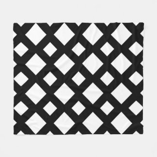 White Diamonds on Black Fleece Blanket