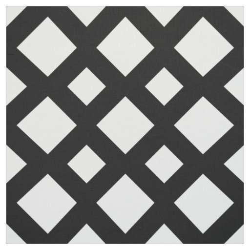 White Diamonds on Black Geometric Fabric