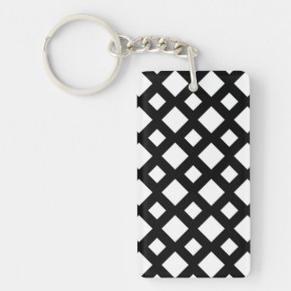 White Diamonds on Black Keychain