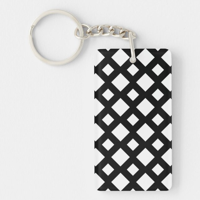 White Diamonds on Black Keychain (Front)