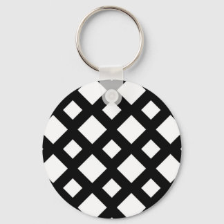 White Diamonds on Black Keychain