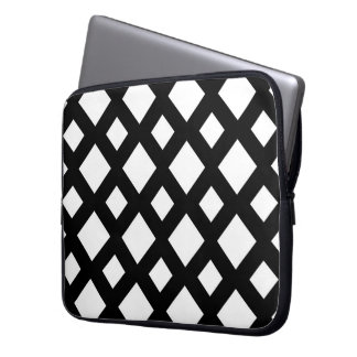 White Diamonds on Black Laptop Sleeve