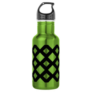 White Diamonds on Black Stainless Steel Water Bottle