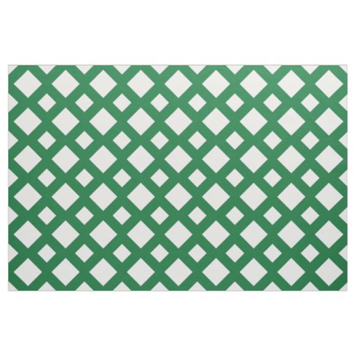 White Diamonds on Green Geometric Fabric