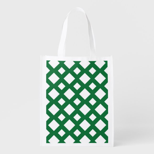 White Diamonds on Green Grocery Bag (Front)