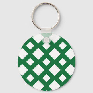 White Diamonds on Green Keychain
