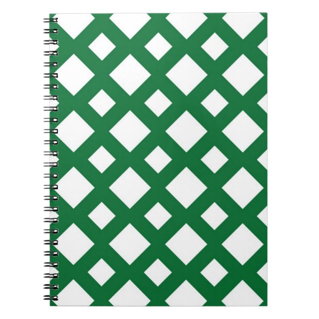 White Diamonds on Green Notebook (Front)