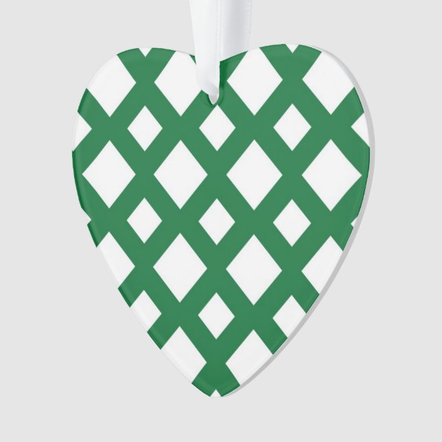 White Diamonds on Green Ornament (Front)