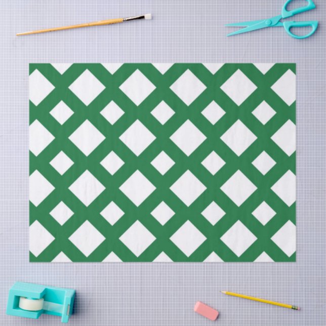 White Diamonds on Green Tissue Paper (Craft)