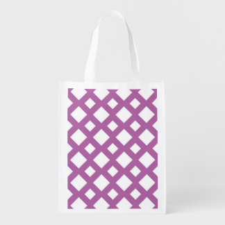 White Diamonds on Lavender Reusable Grocery Bag