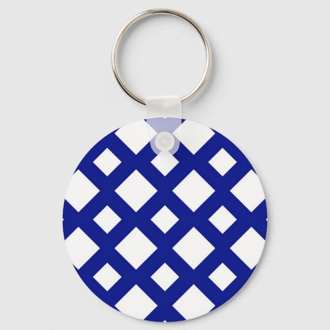 White Diamonds on Navy Keychain (Front)