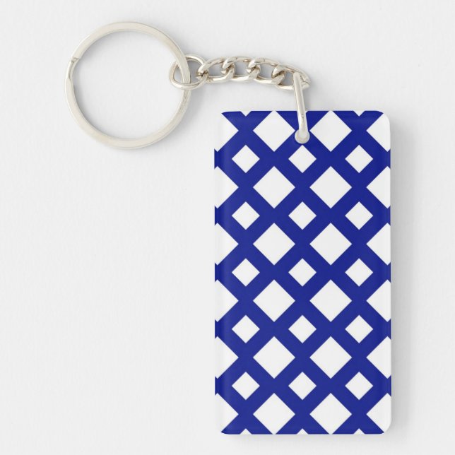 White Diamonds on Navy Keychain (Front)