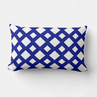 White Diamonds on Navy Lumbar Pillow