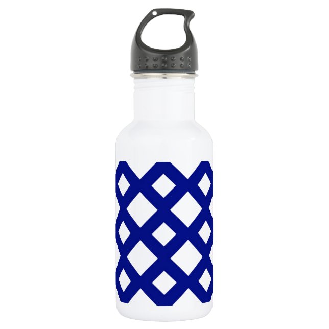 White Diamonds on Navy Stainless Steel Water Bottle (Front)