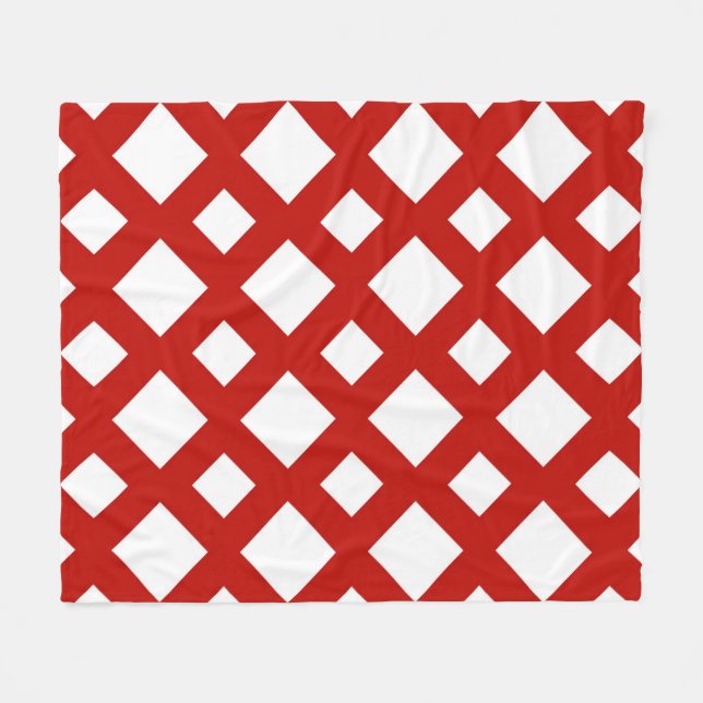 White Diamonds on Red Fleece Blanket (Front (Horizontal))
