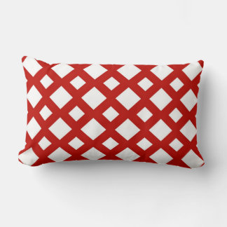 White Diamonds on Red Lumbar Pillow