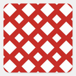 White Diamonds on Red Square Sticker