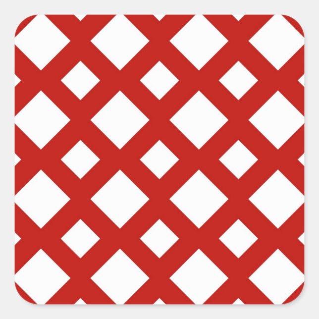 White Diamonds on Red Square Sticker (Front)