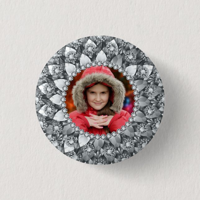 White Diamonds Photo Frame Pinback Button (Front)