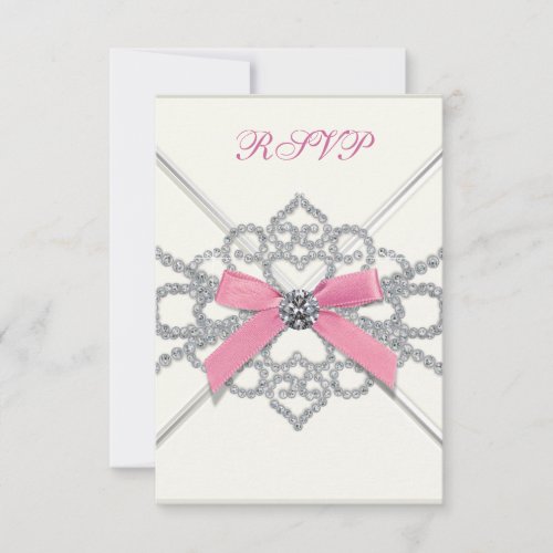 White Diamonds Pink Sweet 16 Birthday Party Personalized Invite