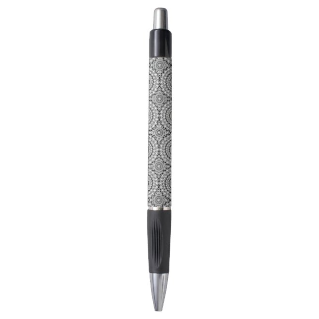 White Diamonds Print Circles Pattern Pen (Front Vertical)