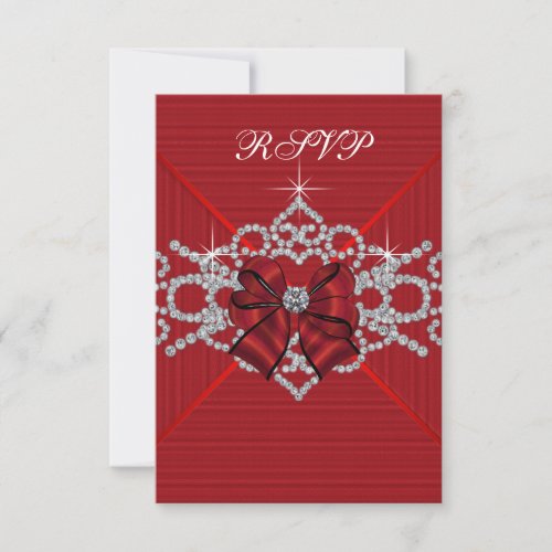 White Diamonds Red Sweet 16 Birthday Party RSVP