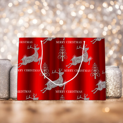 White Diamonds Reindeer Sparkling Red Christmas