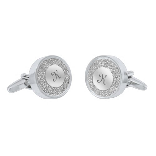 White Diamonds  Sparkles Custom Monogram Cufflinks