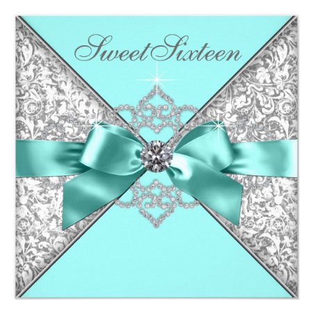 teal diamonds invitation sweet birthday