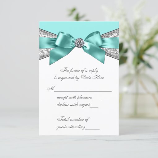 White Diamonds Teal Blue Sweet 16 Rsvp Zazzle