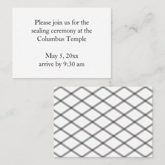 White Diamonds Temple Sealing Invitation (Front/Back)