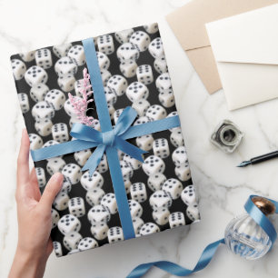 White Dice On Black Wrapping Paper