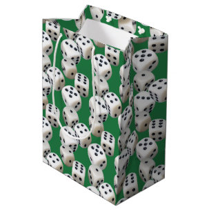 White Dice On Green Medium Gift Bag