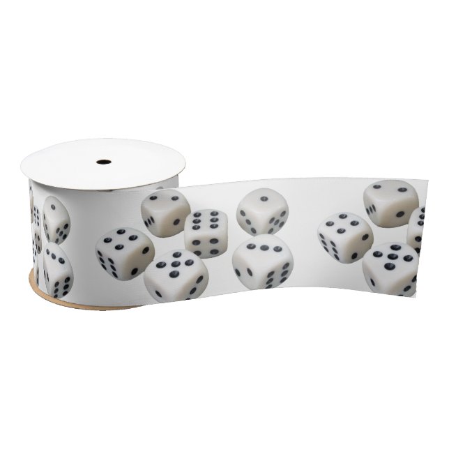 White Dice On White Satin Ribbon (Spool)