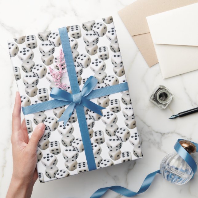 White Dice On White Wrapping Paper (Gifting)