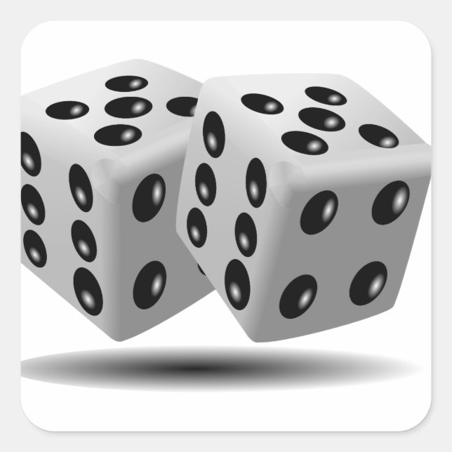 White dice square sticker (Front)