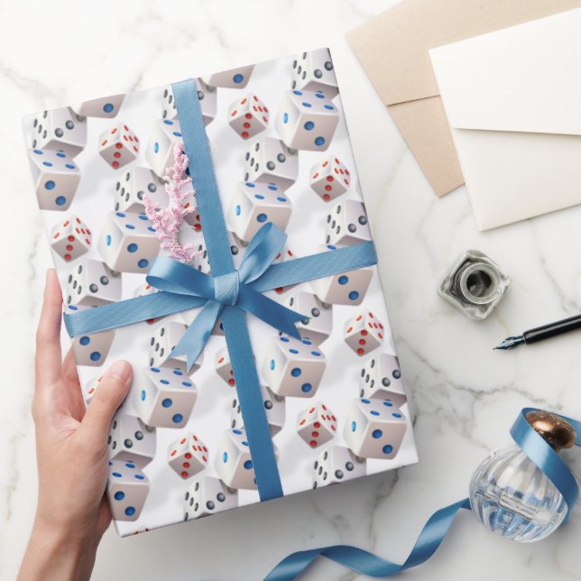 White Dice With Colorful Dots Wrapping Paper (Gifting)