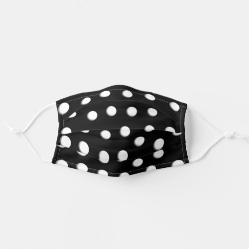 White Dimensional Polka Dots on Very Black Adult Cloth Face Mask