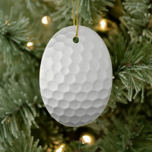 White Dimpled Golf Ball Texture Ceramic Ornament