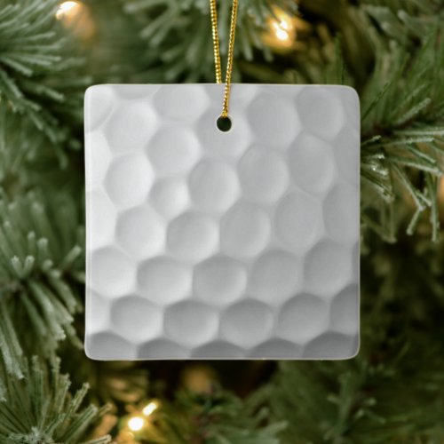 White Dimpled Golf Ball Texture Ceramic Ornament