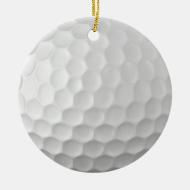 White Dimpled Golf Ball Texture Ceramic Ornament (Front)