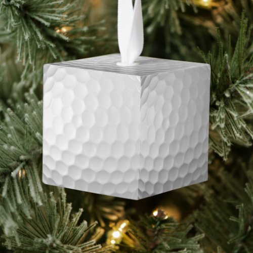 White Dimpled Golf Ball Texture Cube Ornament