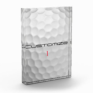 White Dimpled Golf Ball Texture Custom Name Number Acrylic Award