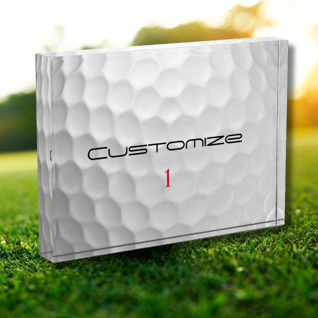 White Dimpled Golf Ball Texture Custom Name Number Acrylic Award (Creator Uploaded)