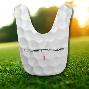 White Dimpled Golf Ball Texture Custom Name Number Baby Bib