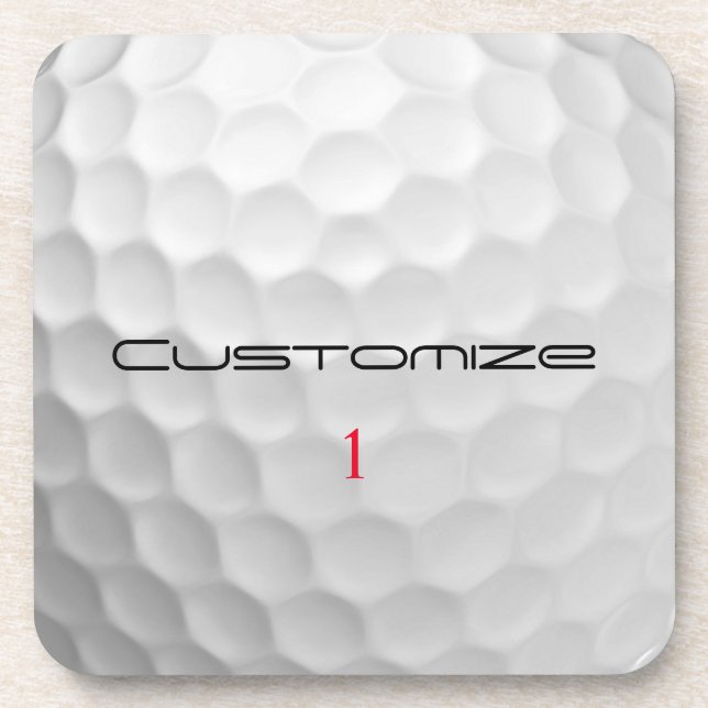White Dimpled Golf Ball Texture Custom Name Number Beverage Coaster (Front)