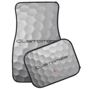 White Dimpled Golf Ball Texture Custom Name Number Car Floor Mat